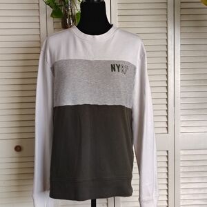 Aeropostale Mens Green/GreyWhite Colorblock Crewneck Sweatshirt Size M –Like New